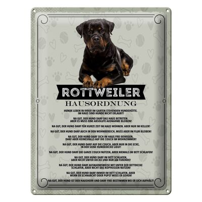 Blechschild Spruch 30x40cm Tiere Rottweiler Hausordnung Hunde