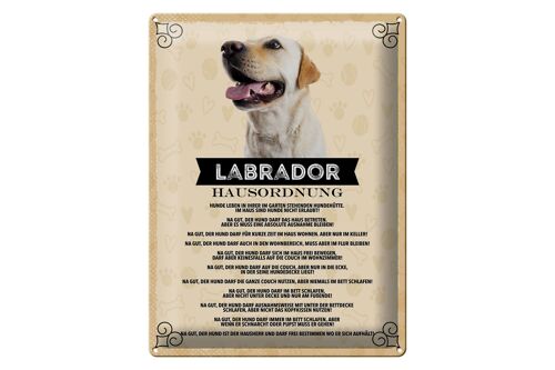 Blechschild Spruch 30x40cm Tiere Labrador Hausordnung Hunde