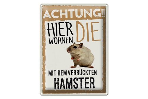 Blechschild Spruch 30x40cm Tiere Achtung hier Hamster