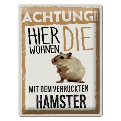 Blechschild Spruch 30x40cm Tiere Achtung hier Hamster