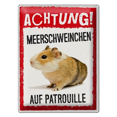 Blechschild Spruch 30x40cm Achtung Meerschweinchen Patrouille