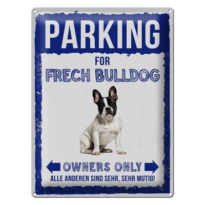 Targa in metallo con scritta "Parcheggio" 30x40 cm per regalo bulldog sfacciato