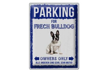 Panneau en étain indiquant un parking de 30 x 40 cm pour un cadeau de bouledogue effronté 1