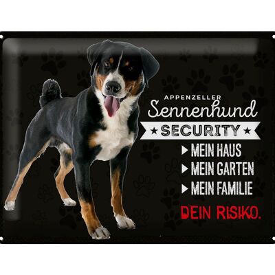 Targa in metallo con scritta Sennenhund Security my house 40x30 cm