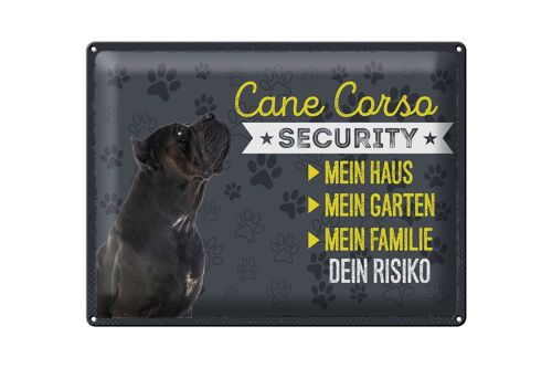 Blechschild Spruch 40x30cm Cane Corso Security dein Risiko