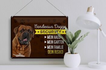 Plaque en tôle disant 40x30cm Bordeaux Mastiff Sécurité votre risque 3