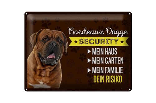 Blechschild Spruch 40x30cm Bordeaux Dogge Security dein Risiko