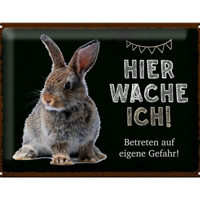 Blechschild Spruch 40x30cm Kaninchen hier wache eigene Gefahr