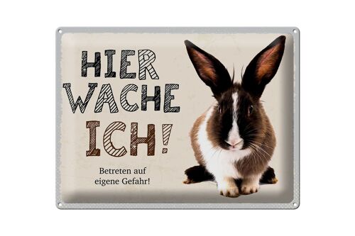 Blechschild Spruch 40x30cm Hase hier wache ich eigene Gefahr