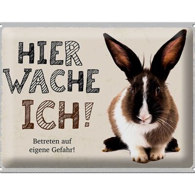 Blechschild Spruch 40x30cm Hase hier wache ich eigene Gefahr