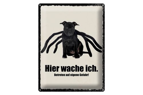 Blechschild Spruch 30x40cm Hund hier wache ich eigene Gefahr