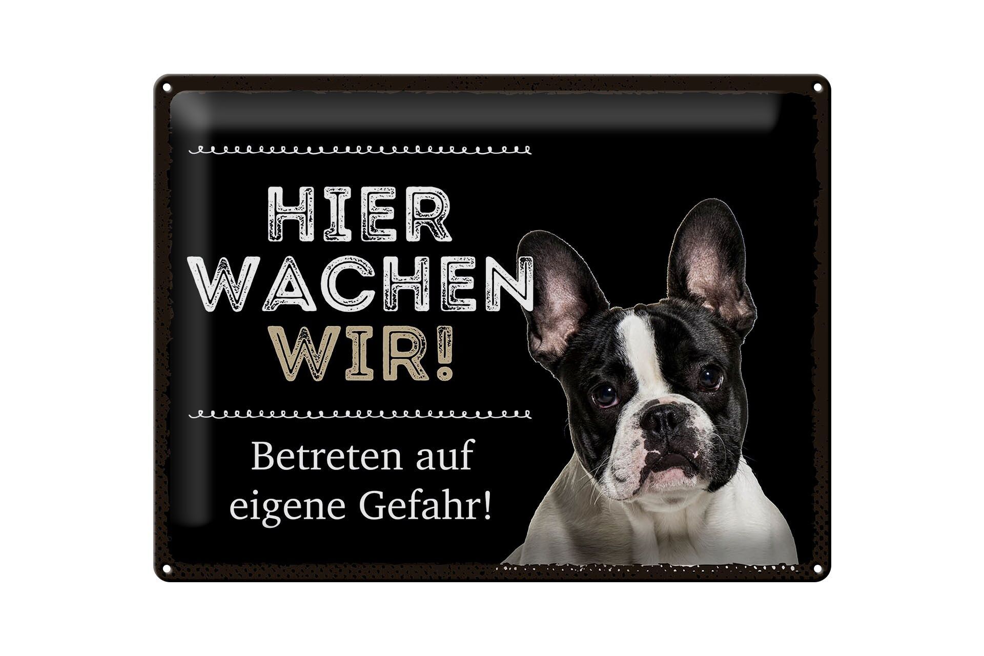 Targa in metallo con scritta "Animali Bulldog francese" 40x30 cm Entra da solo