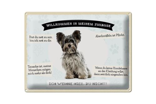 Blechschild Spruch 40x30cm Tiere Yorkshire Terriere willkommen