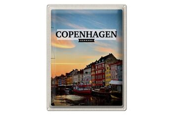 Plaque en tôle voyage 30x40cm Copenhague Danemark coucher de soleil 1