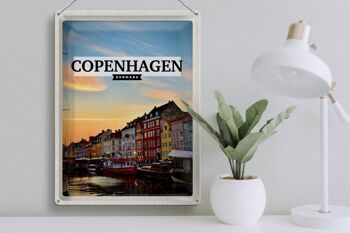 Plaque en tôle voyage 30x40cm Copenhague Danemark coucher de soleil 3