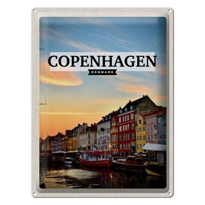 Targa in metallo da viaggio 30x40 cm Copenhagen Danimarca tramonto