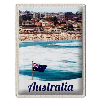 Tin sign travel 30x40cm Australia beach sea waves sun