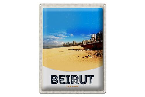 Blechschild Reise 30x40cm Beirut Libanon Himmel Strand
