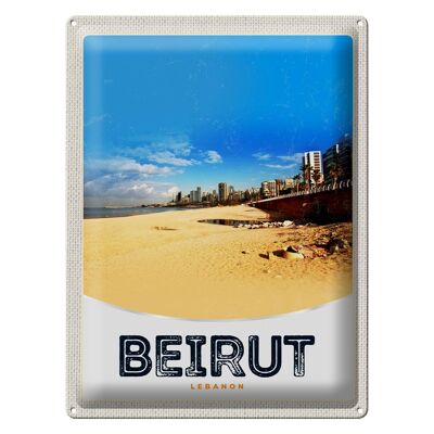 Cartel de chapa de viaje 30x40cm Beirut Líbano Sky Beach