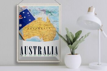Panneau de voyage en étain, 30x40cm, carte de l'atlas du continent australien 3