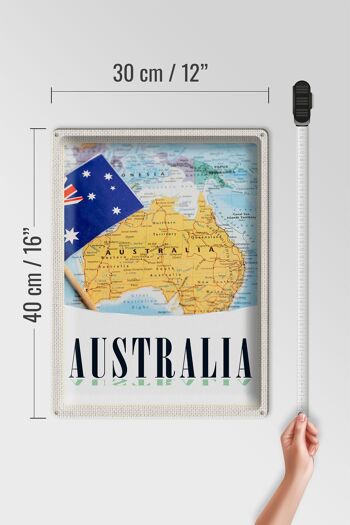 Panneau de voyage en étain, 30x40cm, carte de l'atlas du continent australien 4