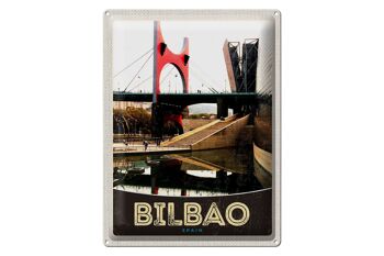 Panneau en étain voyage 30x40cm, pont de Bilbao, espagne, vacances 1