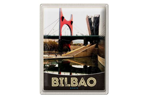 Blechschild Reise 30x40cm Bilbao Spanien Brücke Urlaub