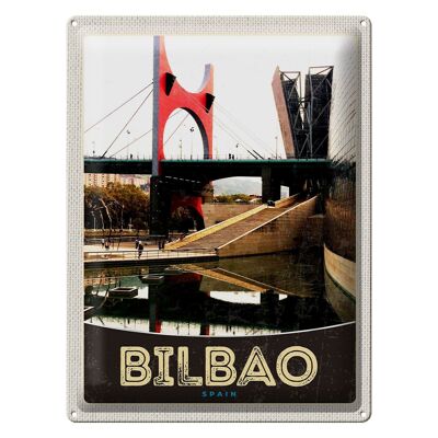 Targa in metallo da viaggio 30x40 cm Bilbao Spain Bridge Vacation