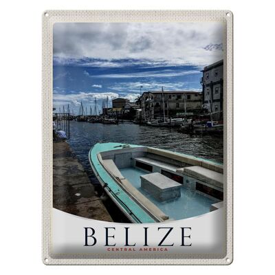 Blechschild Reise 30x40cm Belize Central Amerika Boote Ufer