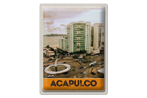 Blechschild Reise 30x40cm Acapulco Mexiko Innenstadt Hochhaus