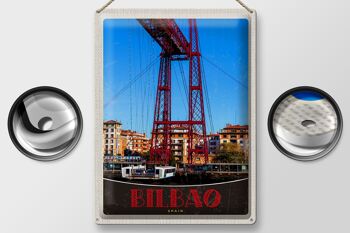 Panneau en étain voyage 30x40cm Bilbao Espagne Europe pont rouge 2