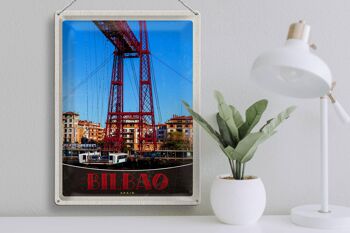 Panneau en étain voyage 30x40cm Bilbao Espagne Europe pont rouge 3