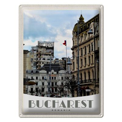 Blechschild Reise 30x40cm Bukarest Rumänien Hauptstadt Urlaub