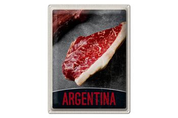Signe en étain de voyage 30x40cm, Steak d'argentine, viande de vache, bœuf 1