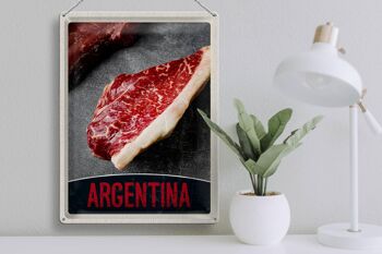Signe en étain de voyage 30x40cm, Steak d'argentine, viande de vache, bœuf 3