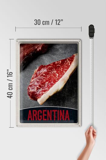 Signe en étain de voyage 30x40cm, Steak d'argentine, viande de vache, bœuf 4