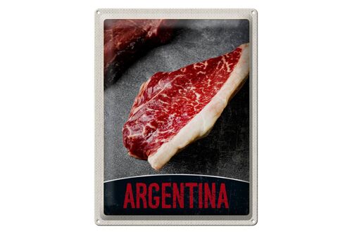 Blechschild Reise 30x40cm Argentinien Steak Fleisch Kuh Rind