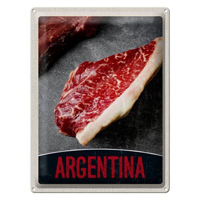 Blechschild Reise 30x40cm Argentinien Steak Fleisch Kuh Rind
