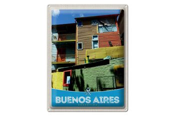 Plaque en tôle voyage 30x40cm maisons de Buenos Aires Argentine 1