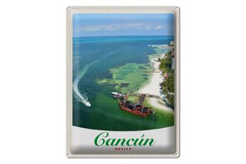 Panneau de voyage en étain, 30x40cm, Cancun, mexique, plage, navires de mer 1