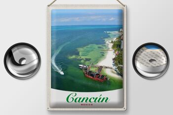 Panneau de voyage en étain, 30x40cm, Cancun, mexique, plage, navires de mer 2