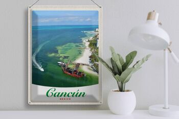 Panneau de voyage en étain, 30x40cm, Cancun, mexique, plage, navires de mer 3