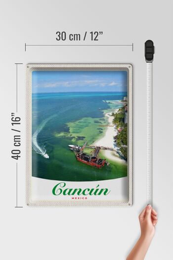 Panneau de voyage en étain, 30x40cm, Cancun, mexique, plage, navires de mer 4