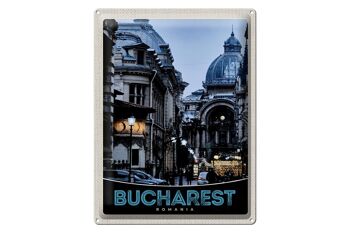 Panneau de voyage en étain, 30x40cm, Bucarest, roumanie, Architecture de la ville 1