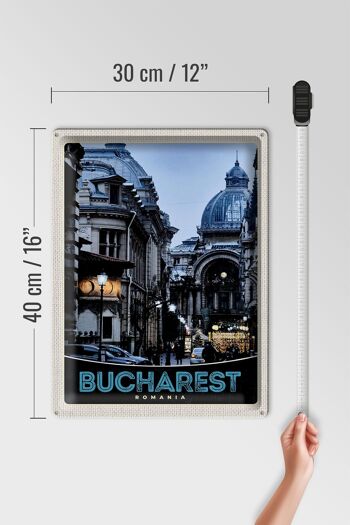 Panneau de voyage en étain, 30x40cm, Bucarest, roumanie, Architecture de la ville 4