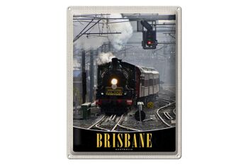 Plaque en étain voyage 30x40cm Locomotive Brisbane Australie 1
