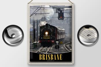 Plaque en étain voyage 30x40cm Locomotive Brisbane Australie 2