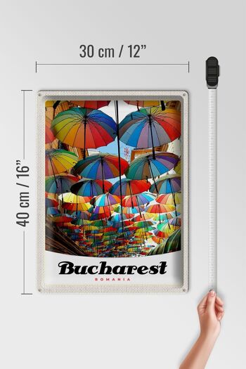Signe en étain voyage 30x40cm Bucarest Roumanie parapluie coloré 4
