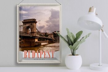 Panneau de voyage en étain, 30x40cm, Budapest, hongrie, pont, ville fluviale 3