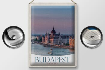 Panneau en étain voyage 30x40cm, vue de l'église de Budapest, Hongrie 2